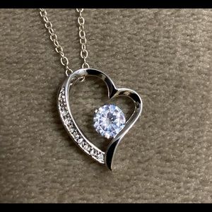 Silver Tone CZ Heart Necklace